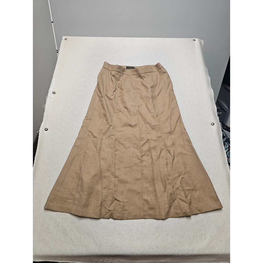 Pendleton Wool Maxi Skirt Tan Khaki A-Line Paneled Made in USA Size 10